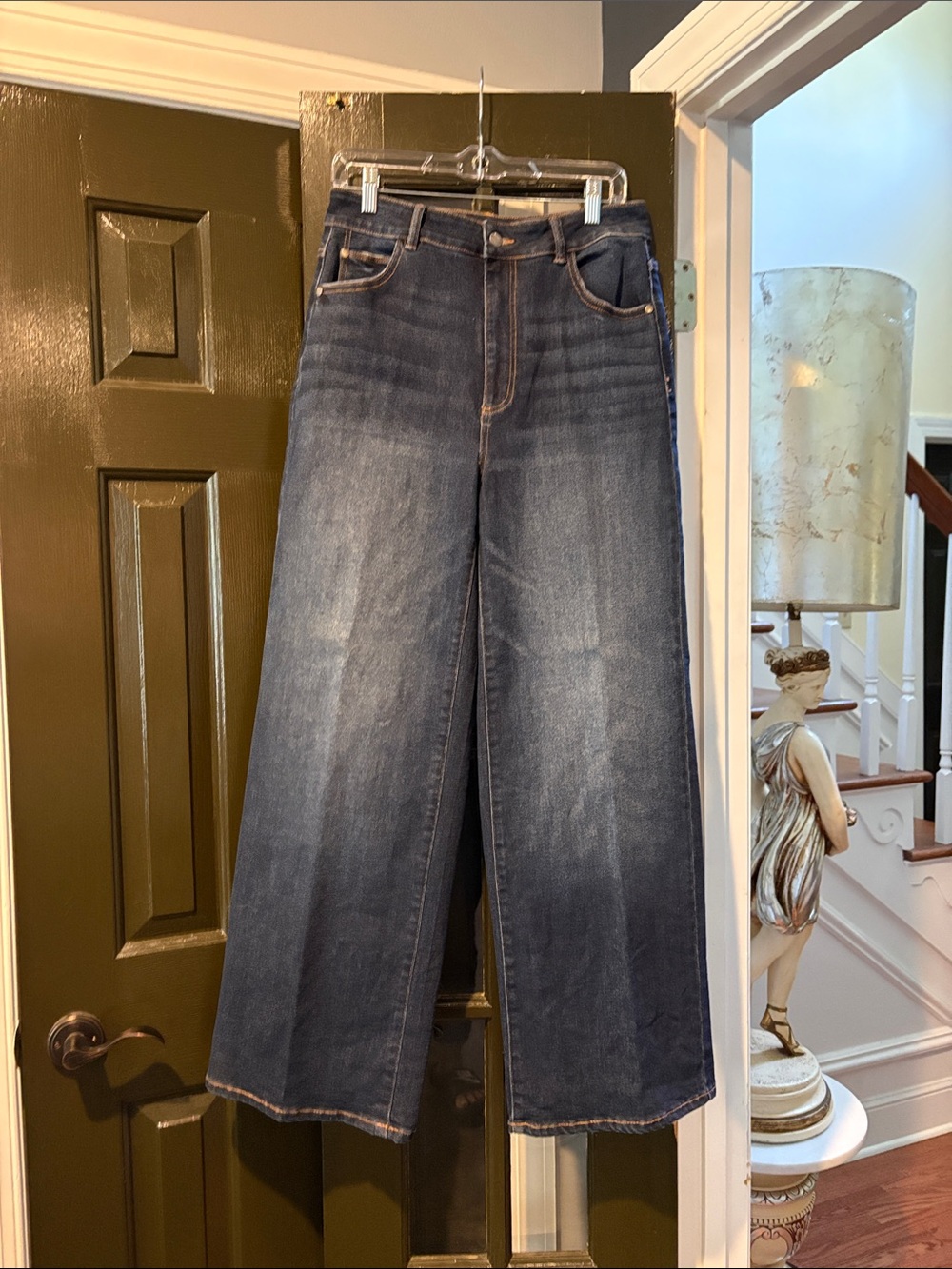 Well Worn Wide-Leg High-Rise Jeans - Dark Indigo Blue